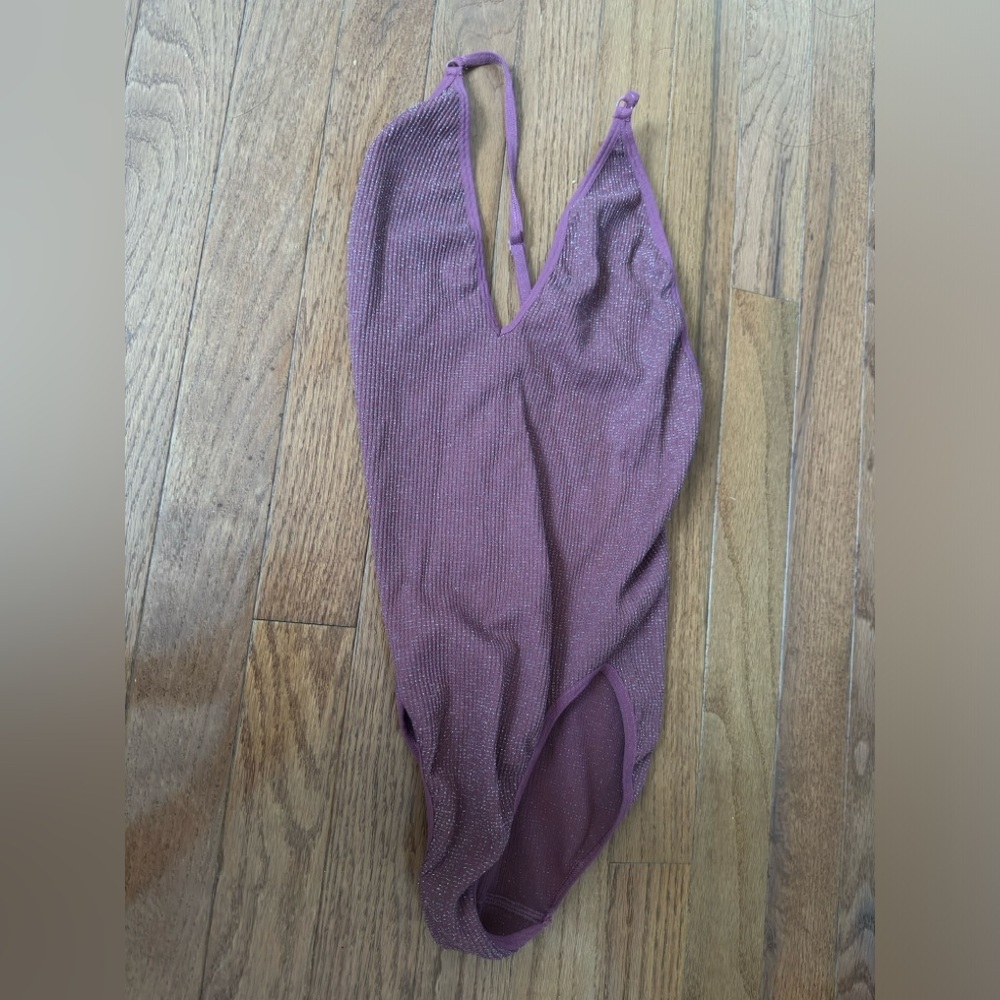 Urban outfitters low plunge, light maroon sparkling bodysuit